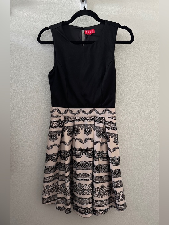 Elle Dresses & Skirts - Elle Black and Blush Lace-Print Fit & Flare Women’s Dress